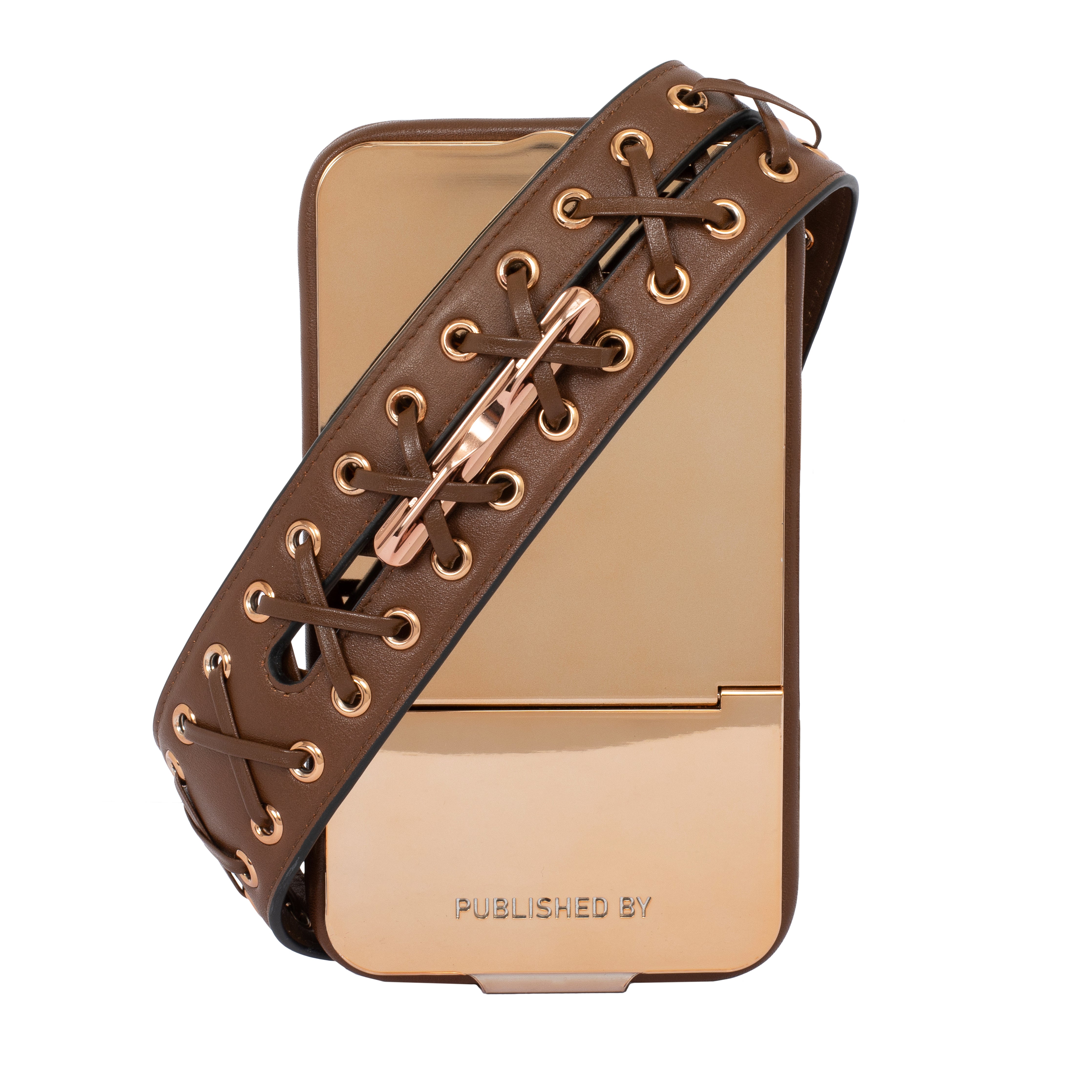 Phone Case in Dark Gold with Wide Leather Strap