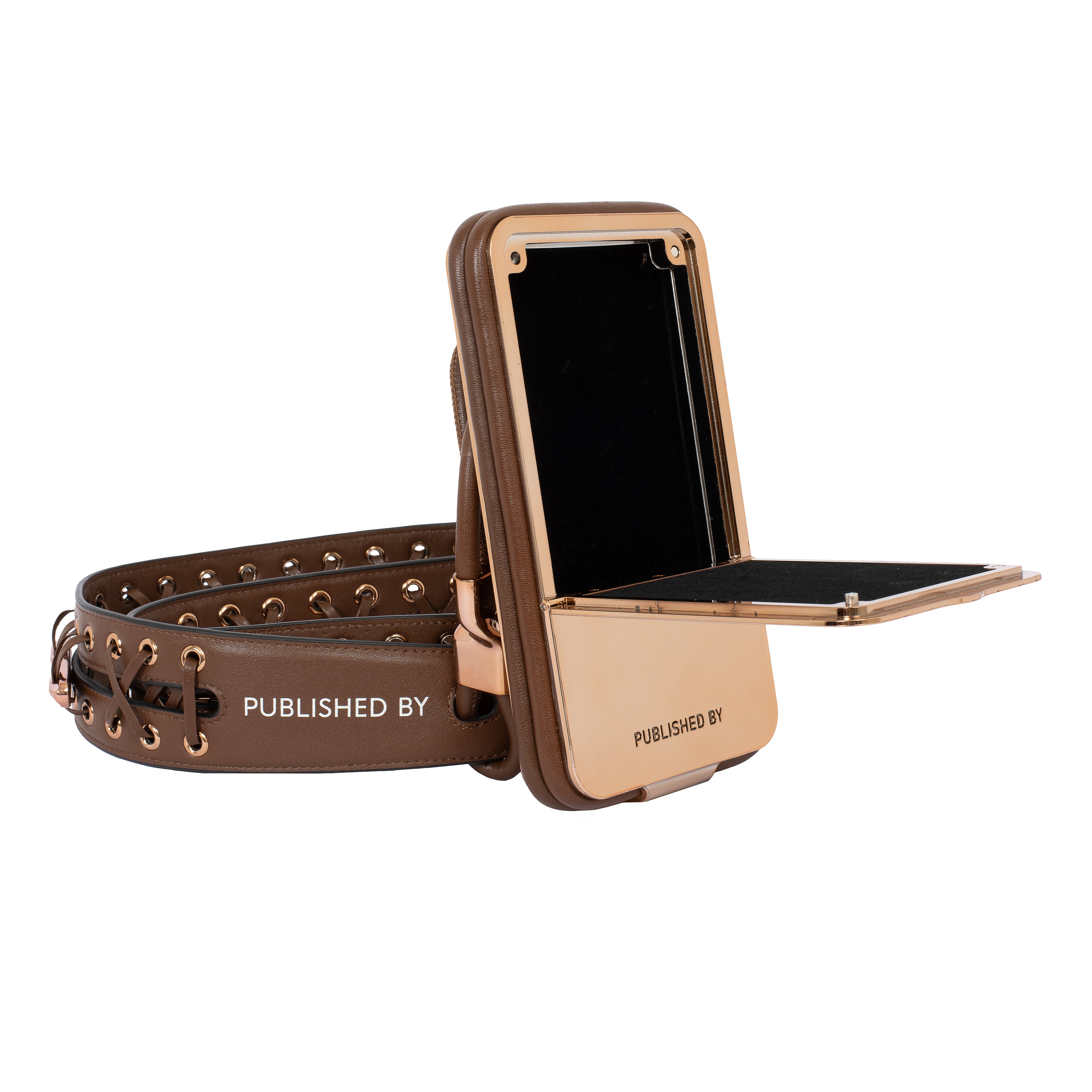 Phone Case in Dark Gold with Wide Leather Strap